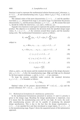 function is used to represent the mathematical relation between parts’ tolerances, tk,
k ¼ 1, 2, . . . , K and manufacturing costs, CM(tk), where CMðtkÞ ¼ =:t 