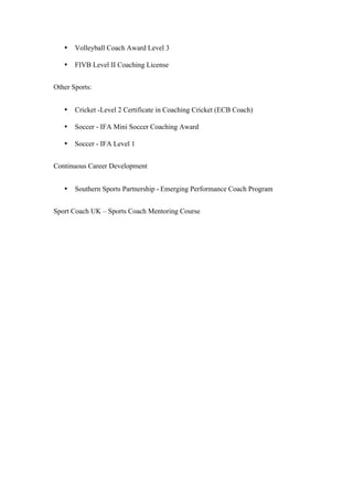 Volleyball Coaching Resume PDF - Volleyball Coaching Resume 3 320