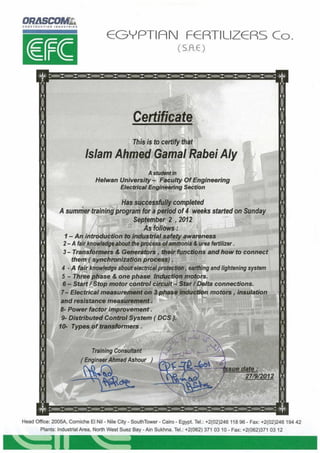 Orascom Training Certificate