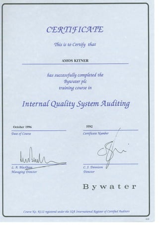 diploma ISO-9000 auditing