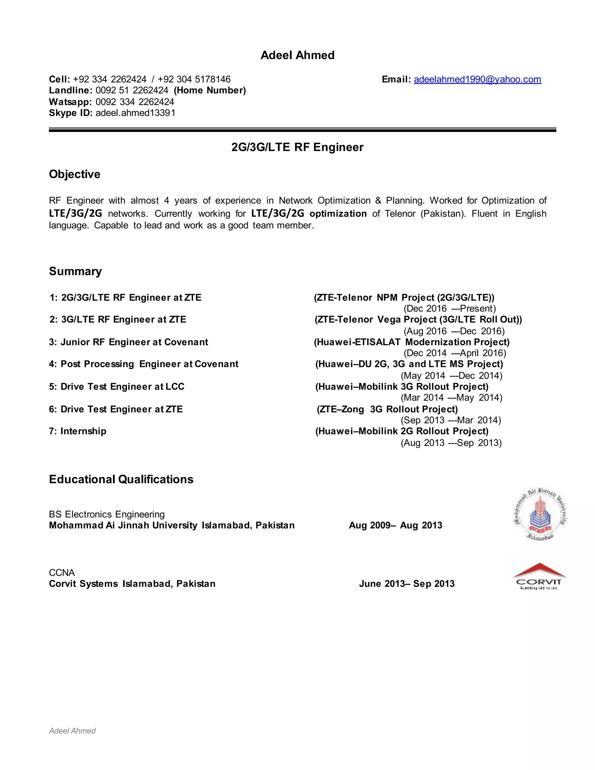 Adeel Ahmed- CV | DOCX