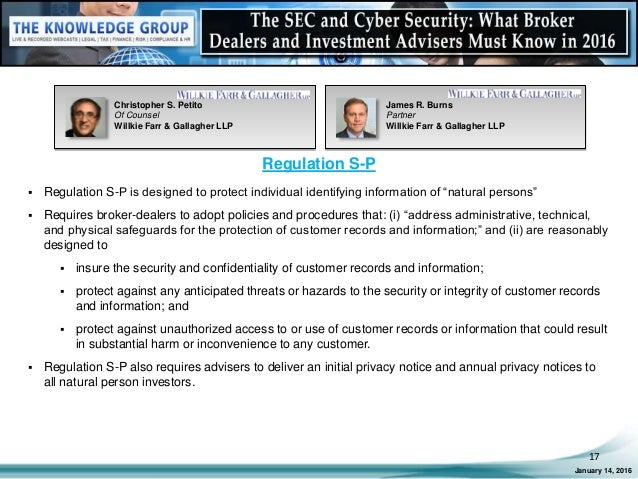 regulation sp Cybersecurity and the SEC- What Investment Advisers and Broker-Dealer… regulation sp Cybersecurity and the SEC- What Investment Advisers and Broker-Dealer…
