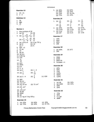 Singapore Math - 6A - Answer Key