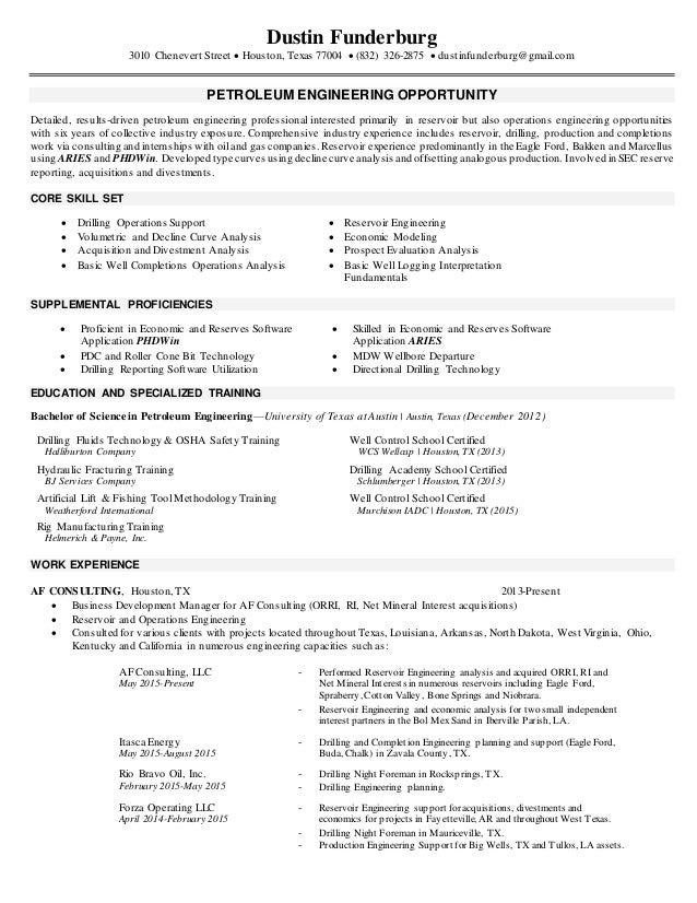 petroleum engineering resume