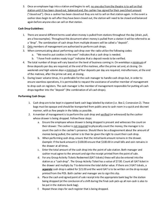 Cash Handling Procedural Instructions