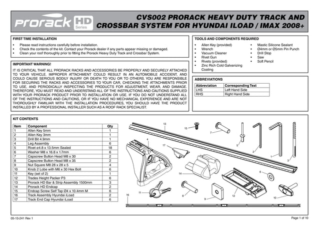 Example_Prorack HD iLoad Track Kit Instructions | PDF