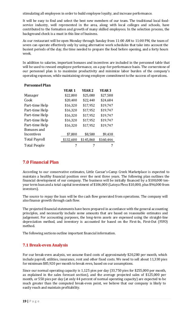 lcf sample business plan