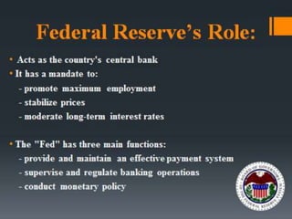 Federal Reserve’s Role:
 