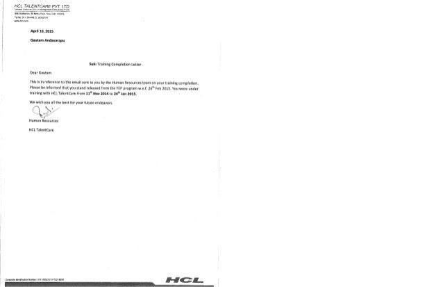 training completion letter gautam andavarapu completion of training