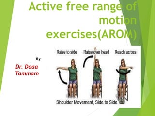 Active free range of
motion
exercises(AROM)
By
Dr. Doaa
Tammam
 