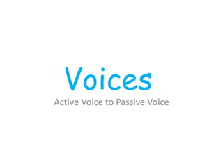 Voices
Active Voice to Passive Voice
 