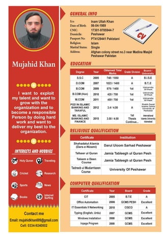 Mujahid Khan CV..(Pdf)