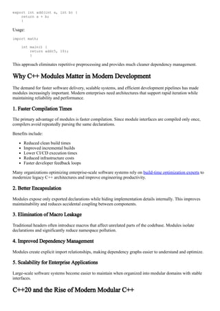 Accelerating C++ Development with Modern Modules for Scalable Software ...