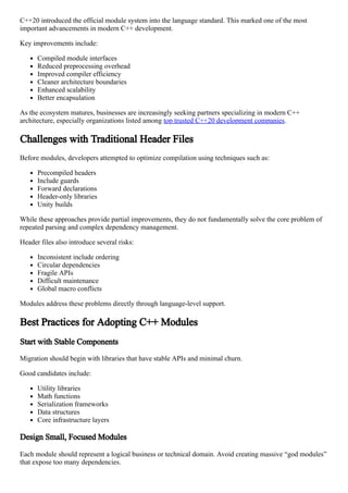 Accelerating C++ Development with Modern Modules for Scalable Software ...