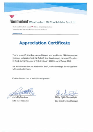 Weatherford Certificate