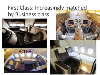 First Class: Increasingly matched
by Business class
 
