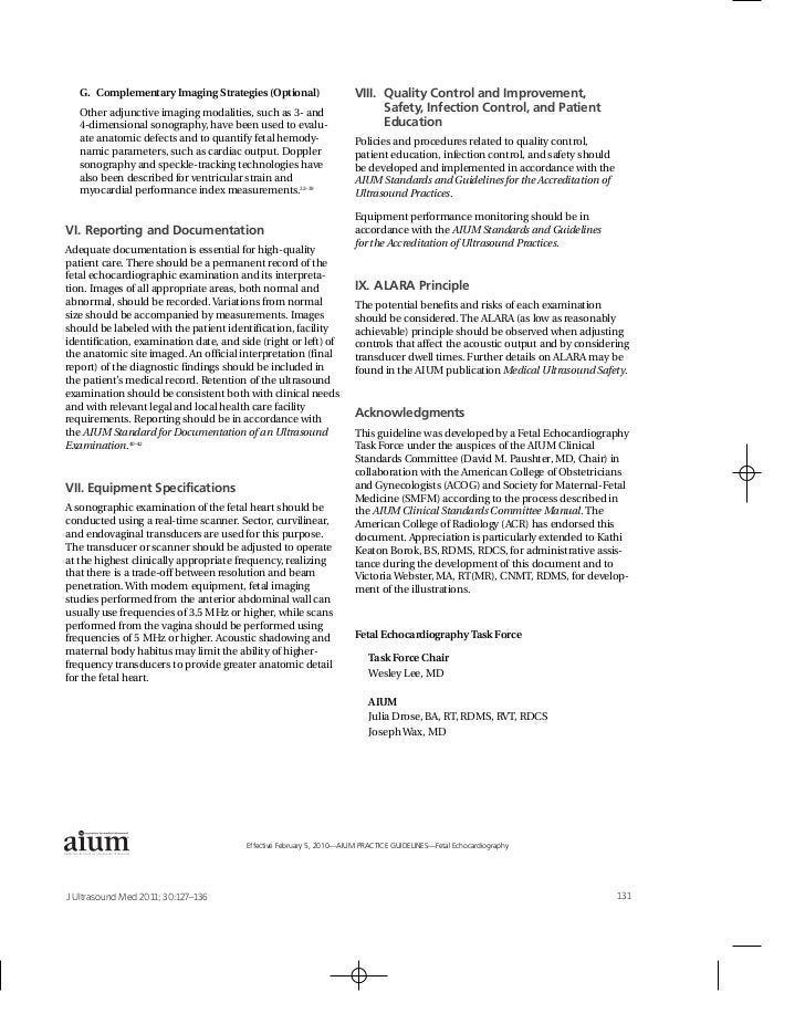 AIUM Practice Guideline for the Performance of Fetal Echocardiography