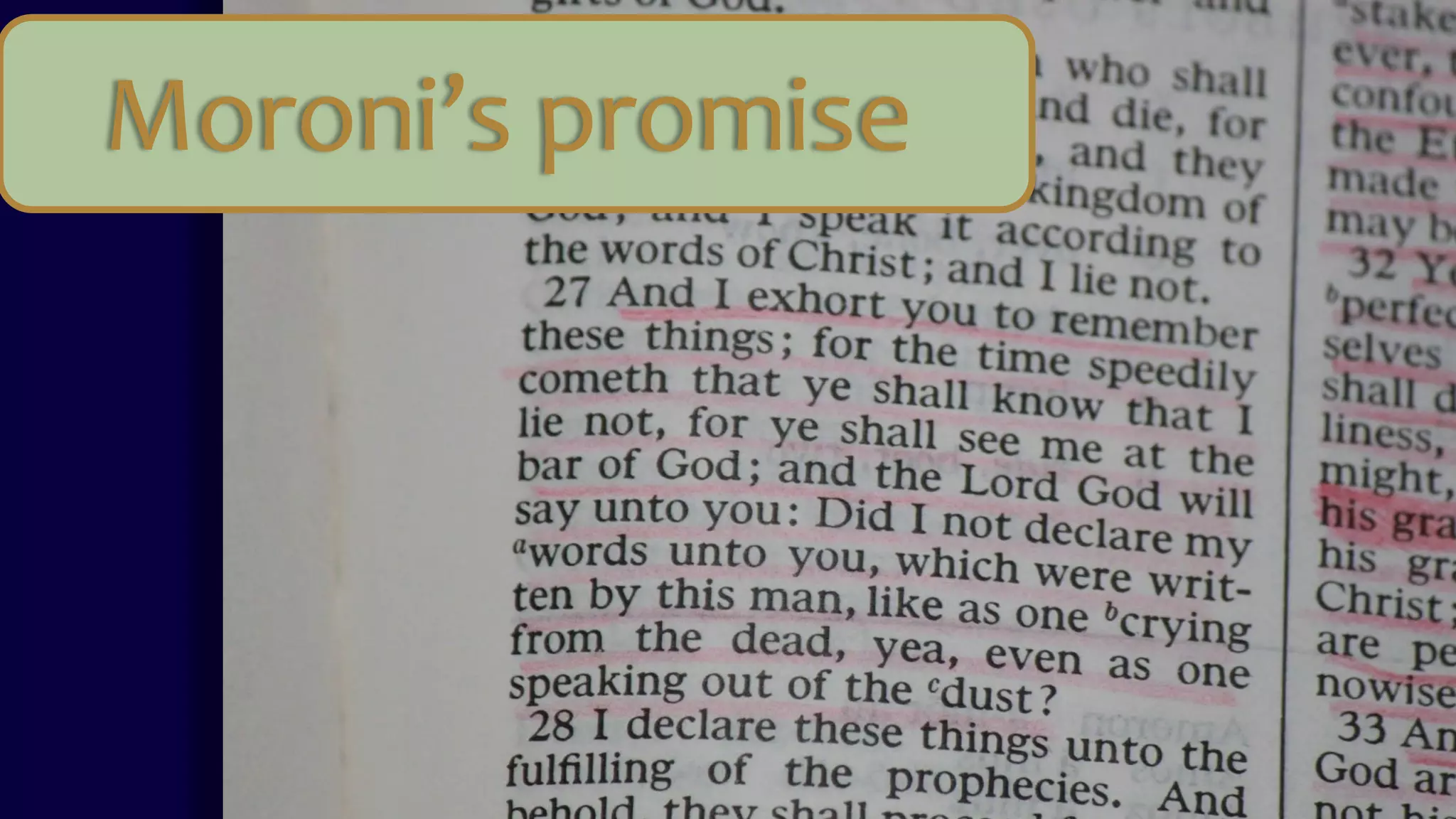 Moroni’s promise