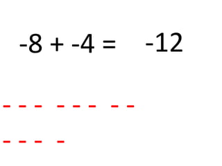 -8 + -4 = -12

--- --- --
--- -
 