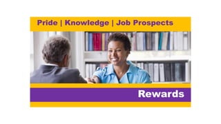 Rewards
Pride | Knowledge | Job Prospects
 