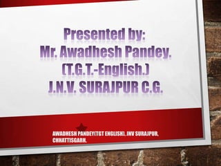 AWADHESH PANDEY(TGT ENGLISH), JNV SURAJPUR,
CHHATTISGARH.

 