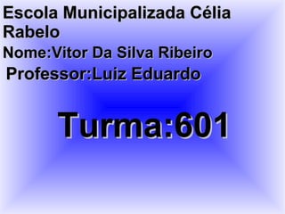 Nome:Vitor Da Silva Ribeiro Professor:Luiz Eduardo Turma:601 Escola Municipalizada Célia Rabelo 