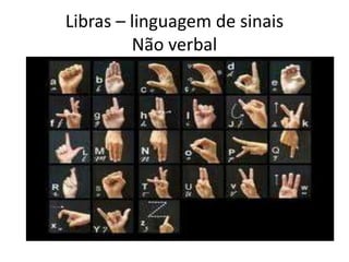 Libras – linguagem de sinais
Não verbal
 