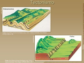 Tectonismo
Luis
Moura
Luis
Moura
Fonte: Dirce Maria Antunes Suertegary (org). Terra – feições ilustradas. Porto Alegre:
UFRGS, 2003. p. 59.
Fonte: Dirce Maria Antunes Suertegary (org). Terra –
feições ilustradas. Porto Alegre: UFRGS, 2003. p. 60.
Parte
integrante
da
obra
Geografia
Homem
&
Espaço,
Editora
Saraiva
 