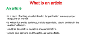 6 Article Writing 1.pptx english article writing | PPTX