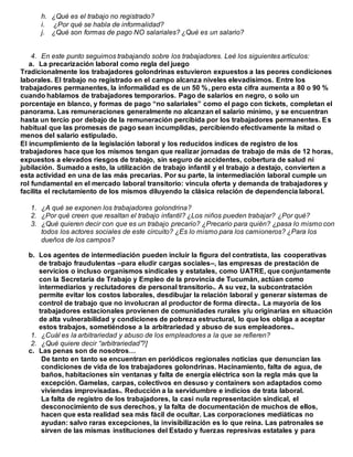 h. ¿Qué es el trabajo no registrado?
i. ¿Por qué se habla de informalidad?
j. ¿Qué son formas de pago NO salariales? ¿Qué ...