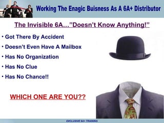 The Invisible 6A…”Doesn’t Know Anything!” Got There By Accident Doesn’t Even Have A Mailbox Has No Organization Has No Clue Has No Chance!! WHICH ONE ARE YOU?? EXCLUSIVE 6A+ TRAINING 