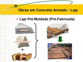 Obras em Concreto Armado - Laje
 Laje Pré-Moldada (Pré-Fabricada)
+
 