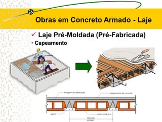  Laje Pré-Moldada (Pré-Fabricada)
Obras em Concreto Armado - Laje
• Capeamento
 