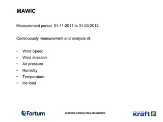 MAWIC

Measurement period 01-11-2011 to 31-03-2012.


Continuously measurement and analysis of:


•    Wind Speed
•    Win...