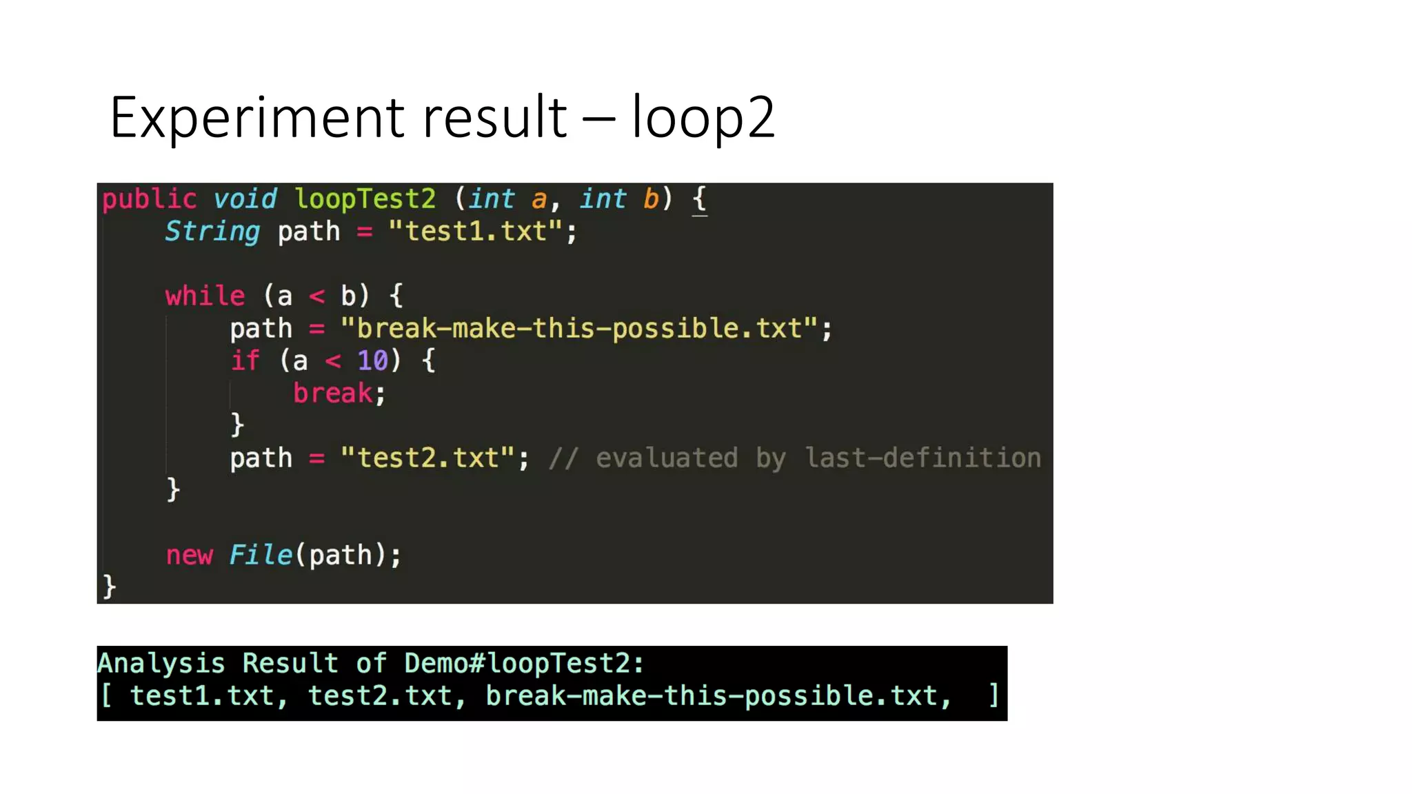 Experiment result – loop2
 