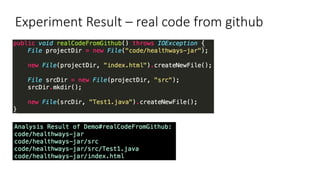 Experiment Result – real code from github
 