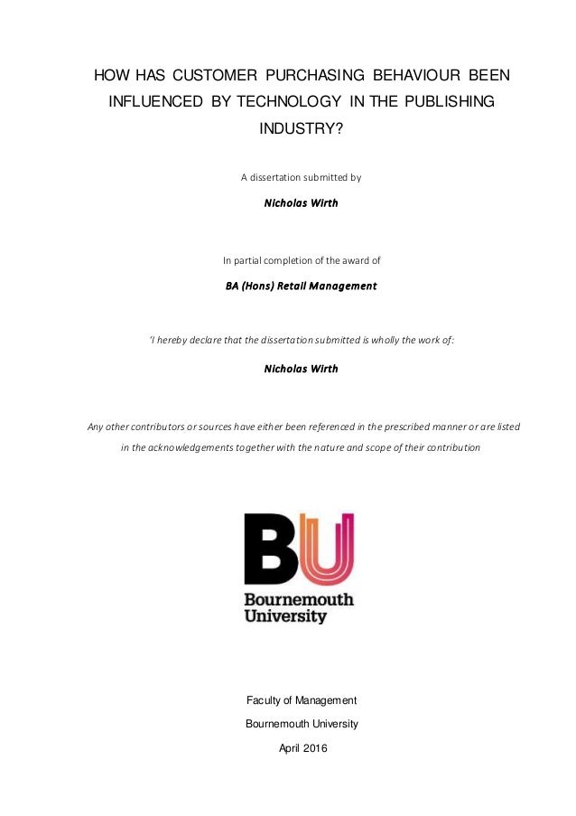 Consumer buying behaviour dissertation