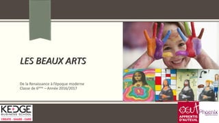 LES BEAUX ARTS
De la Renaissance à l’époque moderne
Classe de 6ème – Année 2016/2017
 