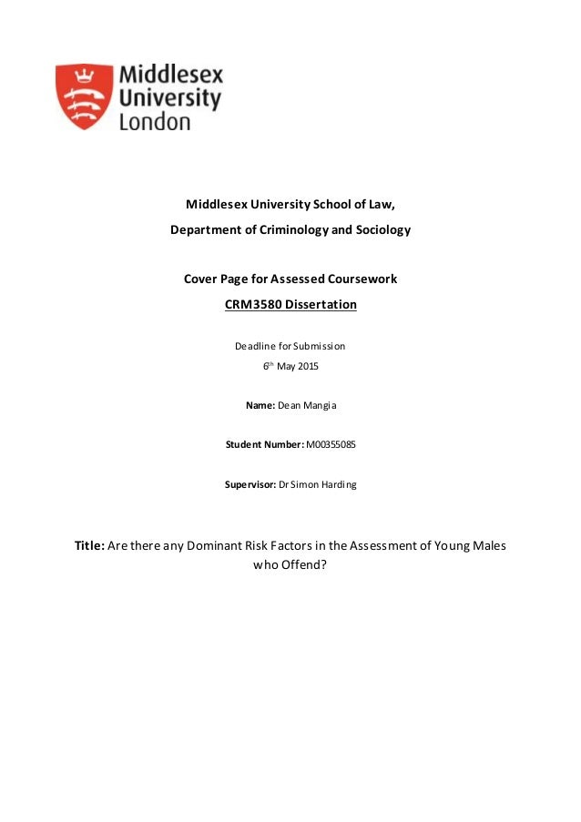Coventry university dissertation cover sheet