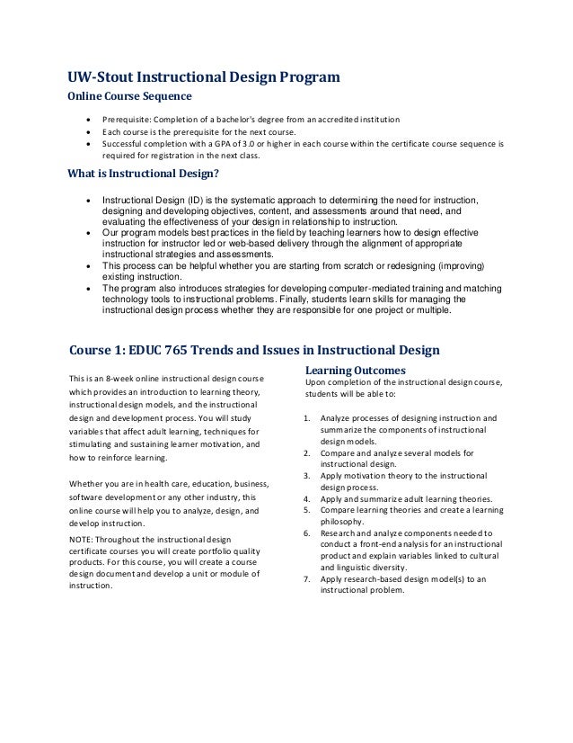 UW Stout Instructional Design Program Overview