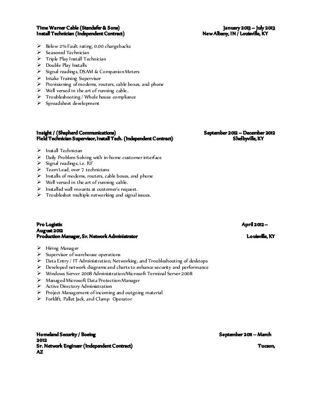 cable installer resumes