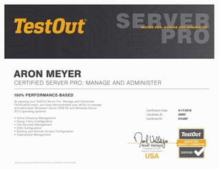 TestOut Cert server Pro Manage and adminnistration