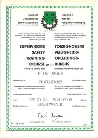 CERTIFICATE FOR ARTISANS