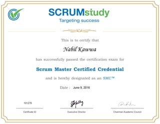 Scrum Master Certified Credential (Nabil Kawwa)