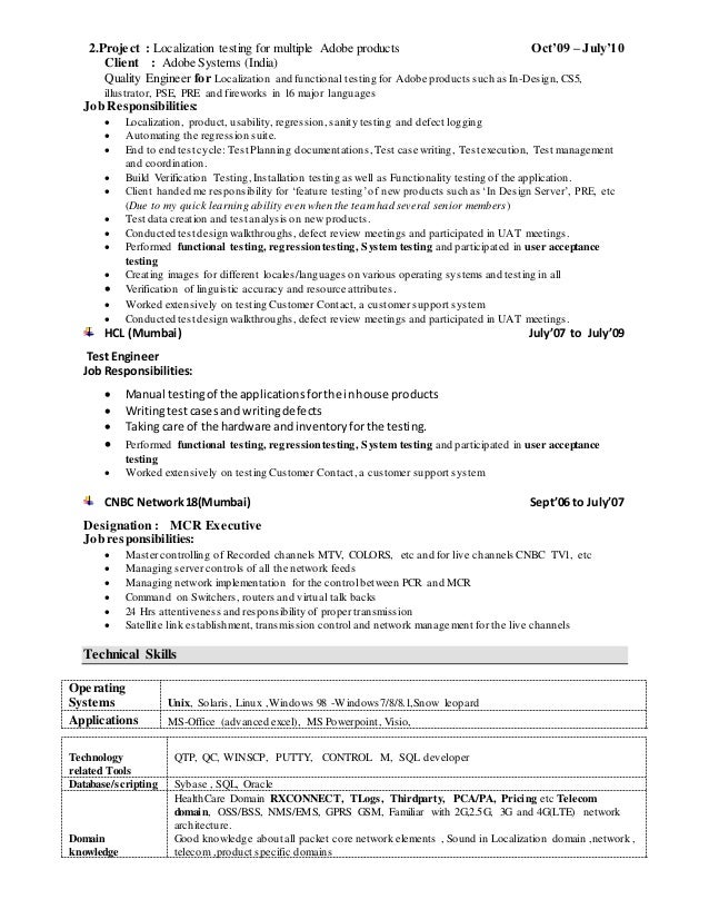 uat testing resume