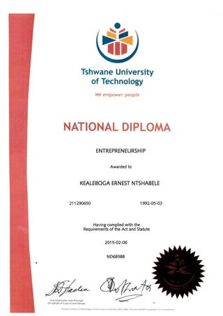 National Diploma Entrepreneurship