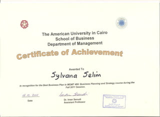 Graduating Project Certificate of Achievement 