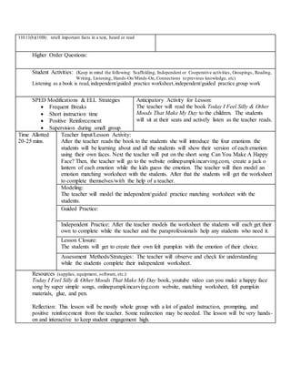 Emotions PPCD Lesson Plan | DOCX