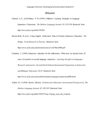 Language Learning Immersion Process.pdf Language Immersion ED 389 | DOCX