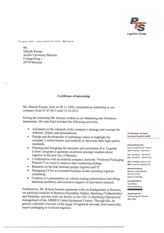 Manish Reference Letter - PTS Logistics